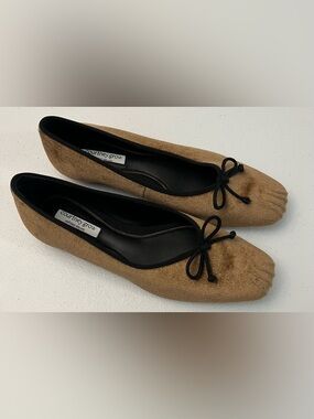 ANTONIO MELANI Brown Velvet Ballet Flats with Black Trim